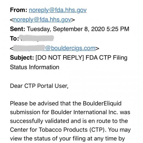 中资电子烟企业零的突破 铂德向FDA提交6款烟油PMTA申请